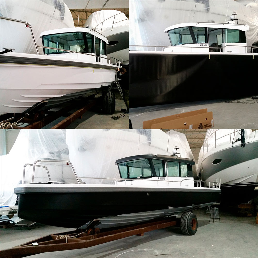 Tejpning av Axopar båt