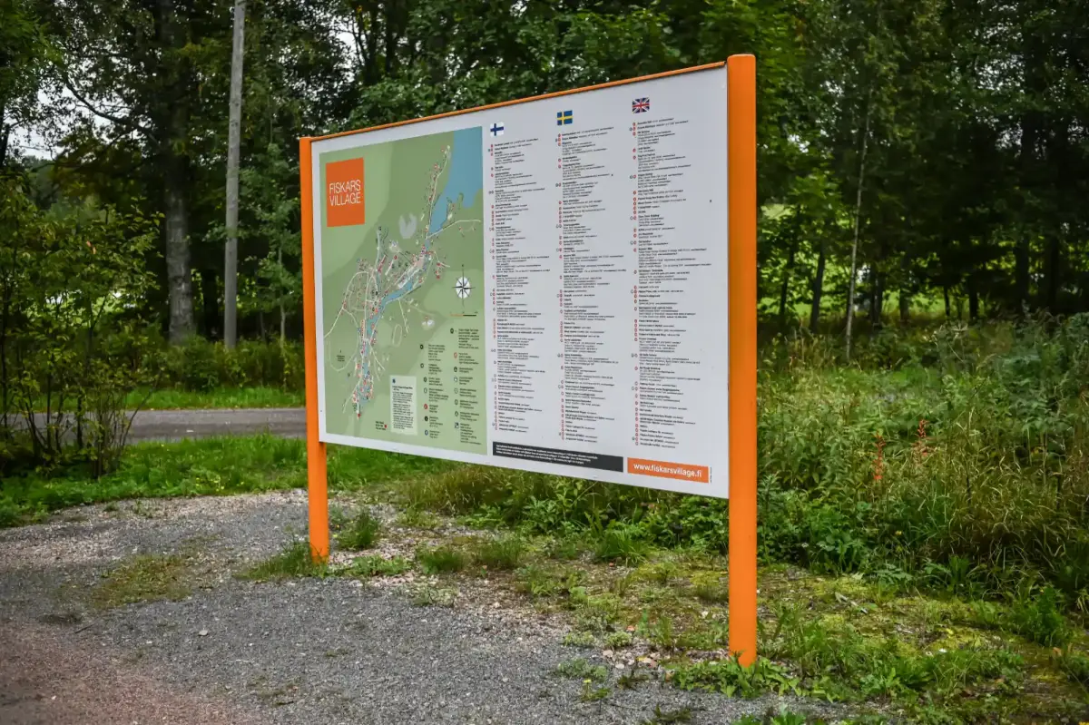 Områdesskylt i Fiskars